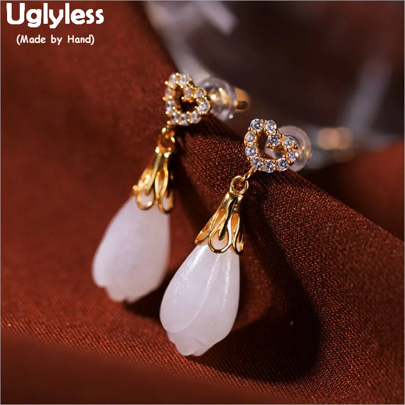 Uglyless Sweet Heart LOVE Earrings Women Natural Jade Floral Magnolia Earrings Real 925 Silver Gemstones Brincos Bijoux E1372
Uglyless Sweet Heart LOVE Earrings Women Natural Jade Floral Magnolia Earrings Real 925 Silver Gemstones Brincos Bijoux E1372