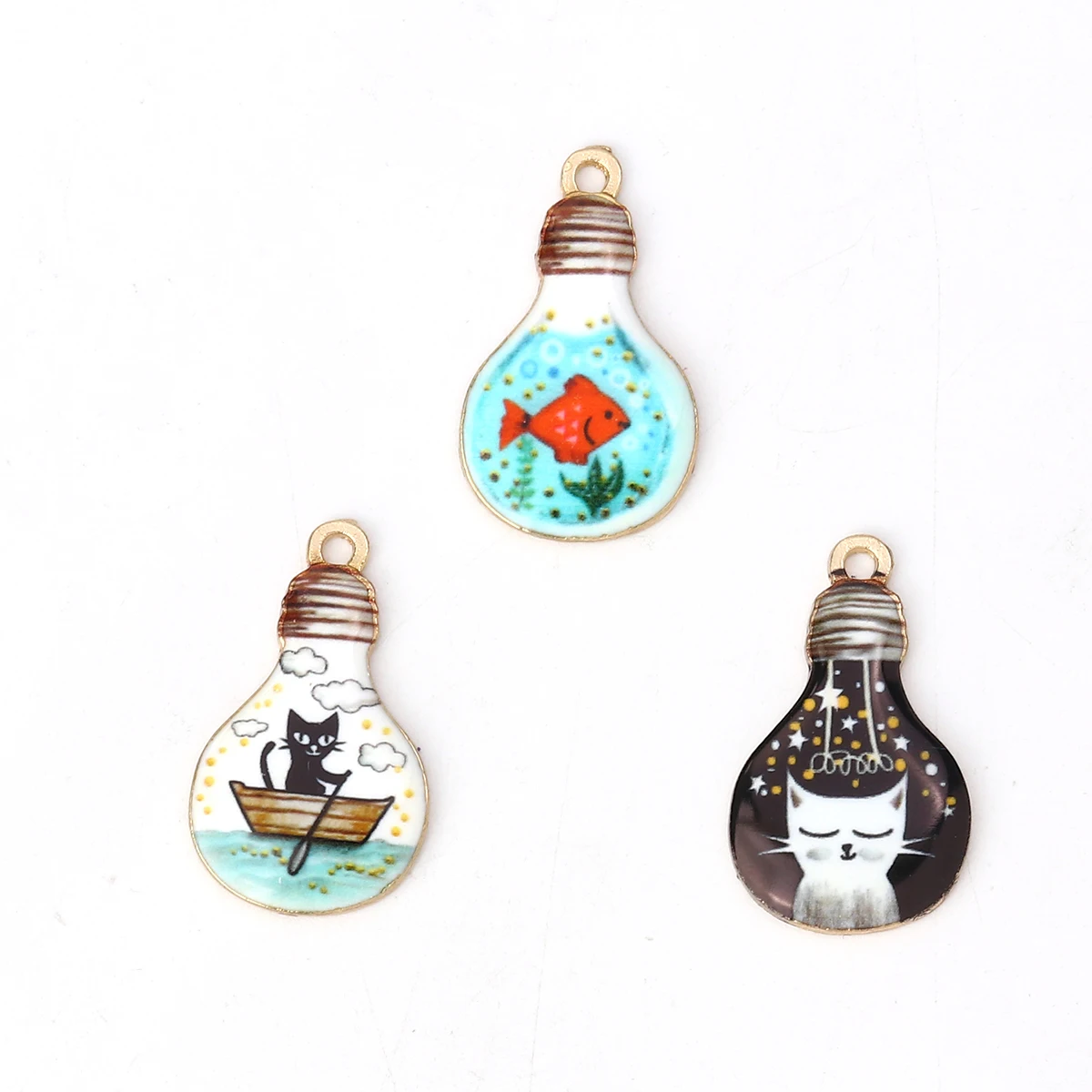 10 PCs Light Bulb Cat Cup Charms Bulb Gold Plated Multicolor Fish Enamel Charm Pendants Bracelet Earring Jewelry Making Supplies
10 PCs Light Bulb Cat Cup Charms Bulb Gold Plated Multicolor Fish Enamel Charm Pendants Bracelet Earring Jewelry Making Supplies