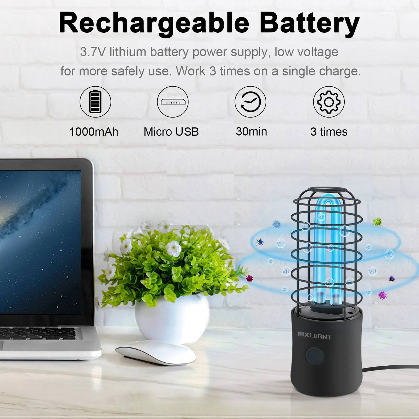 UV Light Sanitizer Wand, Portable UVC Disinfector Light Germicidal Lamp Chargable For Home Room Hotel Travel Car Kills 99% Virus
UV Light Sanitizer Wand, Portable UVC Disinfector Light Germicidal Lamp Chargable For Home Room Hotel Travel Car Kills 99% Virus