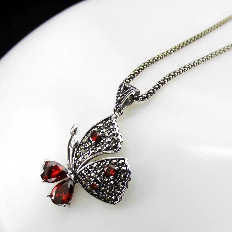 FNJ Red Zircon Butterfly Pendant 925 Silver Hang MARCASITE Pure S925 Thai Silver Pendants Women for Jewelry Making
FNJ Red Zircon Butterfly Pendant 925 Silver Hang MARCASITE Pure S925 Thai Silver Pendants Women for Jewelry Making