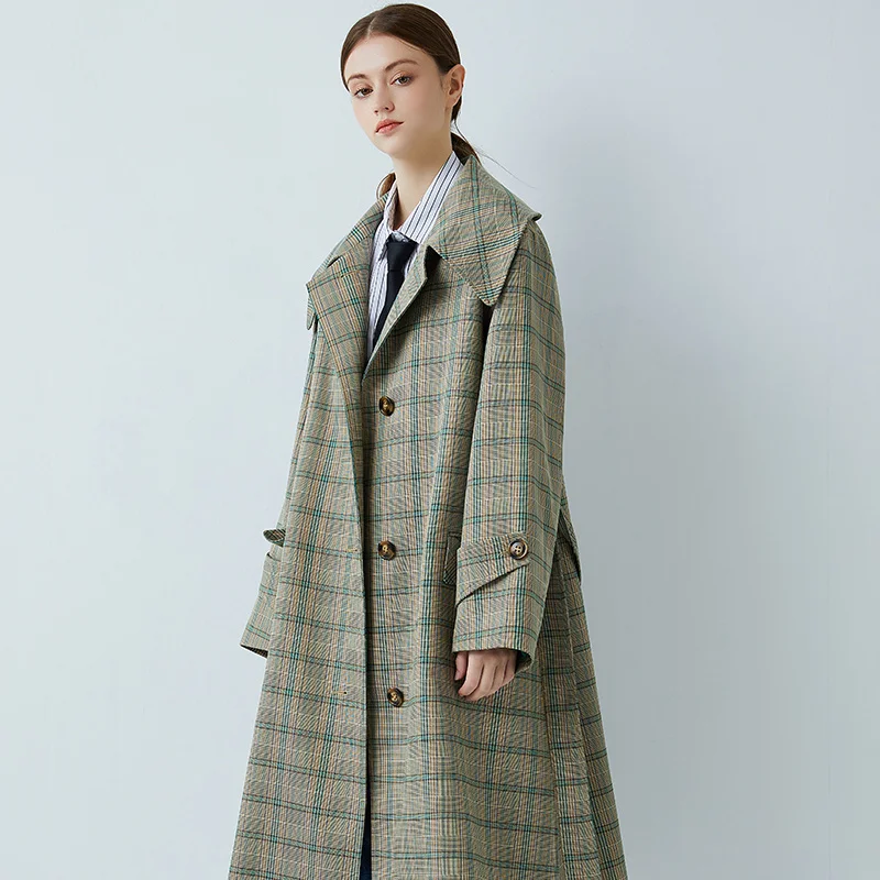 Green lattice medium long temperament windbreaker women's 2021 spring and autumn popular new Korean loose coat lapel coat
Green lattice medium long temperament windbreaker women's 2021 spring and autumn popular new Korean loose coat lapel coat