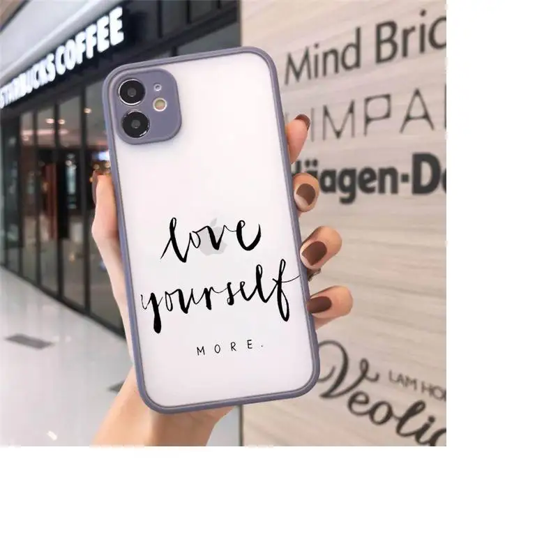 Love yourself line letter Phone Cases matte transparent For iphone 7 8 11 12 plus mini x xs xr pro max cover
Love yourself line letter Phone Cases matte transparent For iphone 7 8 11 12 plus mini x xs xr pro max cover