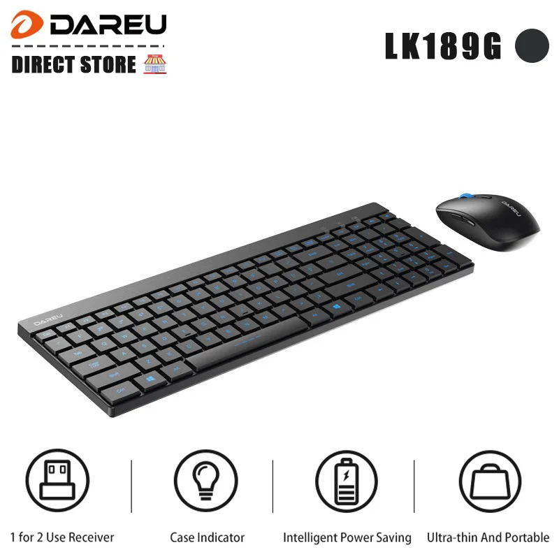 DAREU LK189G 2.4G Wireless NANO Receiver Ultra Thin Portable Keyboard Mouse Combo For Office
DAREU LK189G 2.4G Wireless NANO Receiver Ultra Thin Portable Keyboard Mouse Combo For Office