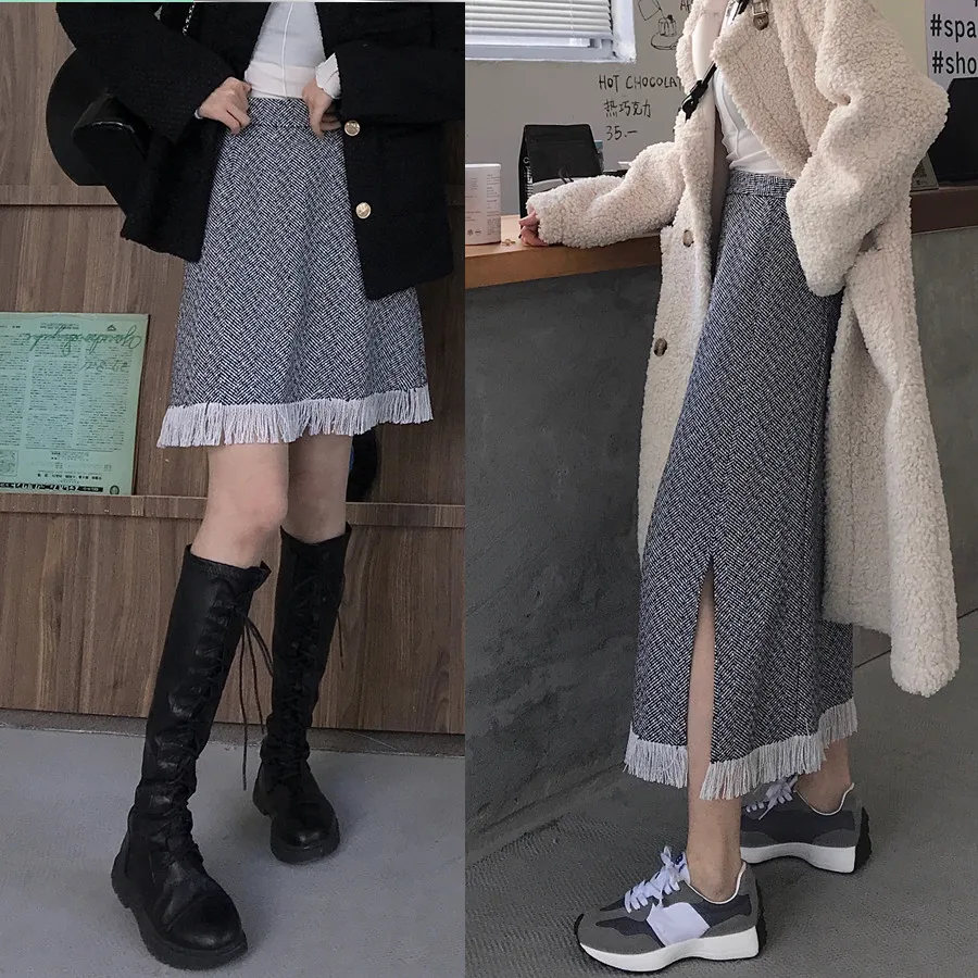 Koreans style Women skirt Herringbone Short and Long Skirts Fringed Fashion Casual All-match A-line Female skirt 2020 HOT
Koreans style Women skirt Herringbone Short and Long Skirts Fringed Fashion Casual All-match A-line Female skirt 2020 HOT
