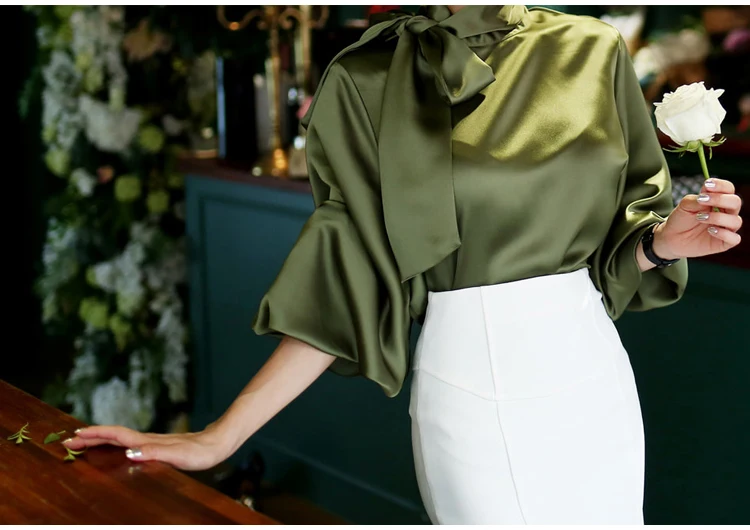 Lantern Sleeve Shirt Top Large Size Women's Solid Color Stand Collar Long Sleeve + Bowknot Fashion Trend All-Match Shirt 2021
Lantern Sleeve Shirt Top Large Size Women's Solid Color Stand Collar Long Sleeve + Bowknot Fashion Trend All-Match Shirt 2021