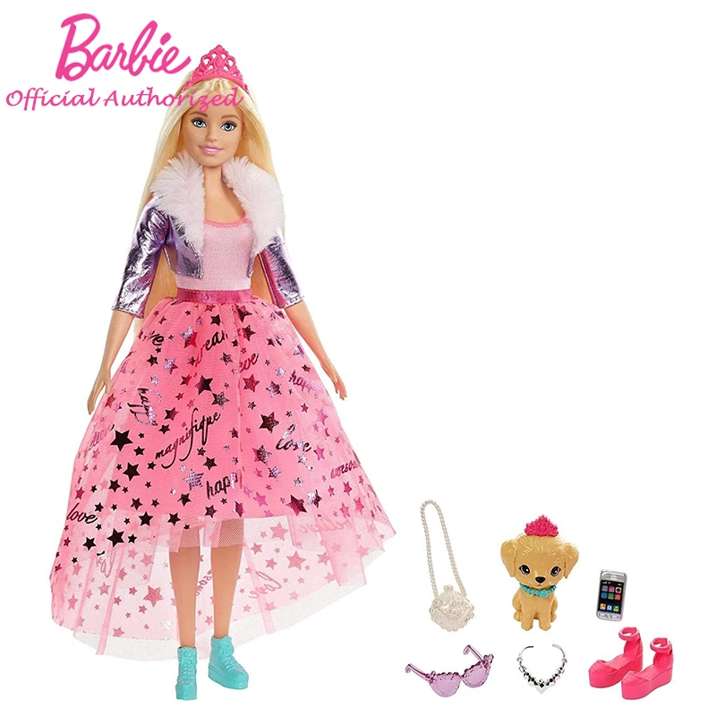 Barbie Princess Adventure Doll in Fashion 12-Inch Blonde Girl Toy with Pet Puppy 2 Pairs Of Shoes Tiara And 4 Accessories GML76
Barbie Princess Adventure Doll in Fashion 12-Inch Blonde Girl Toy with Pet Puppy 2 Pairs Of Shoes Tiara And 4 Accessories GML76