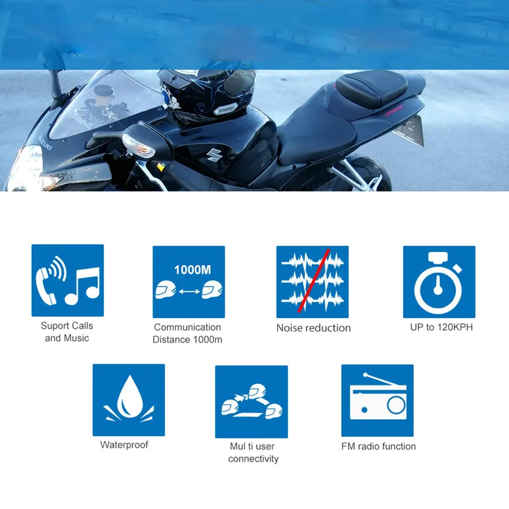 BT-S3 1000M Motorcycle BT Interphone Motorbike Helmet Wireless Intercom FM Headset Portable Mini Interphone
BT-S3 1000M Motorcycle BT Interphone Motorbike Helmet Wireless Intercom FM Headset Portable Mini Interphone