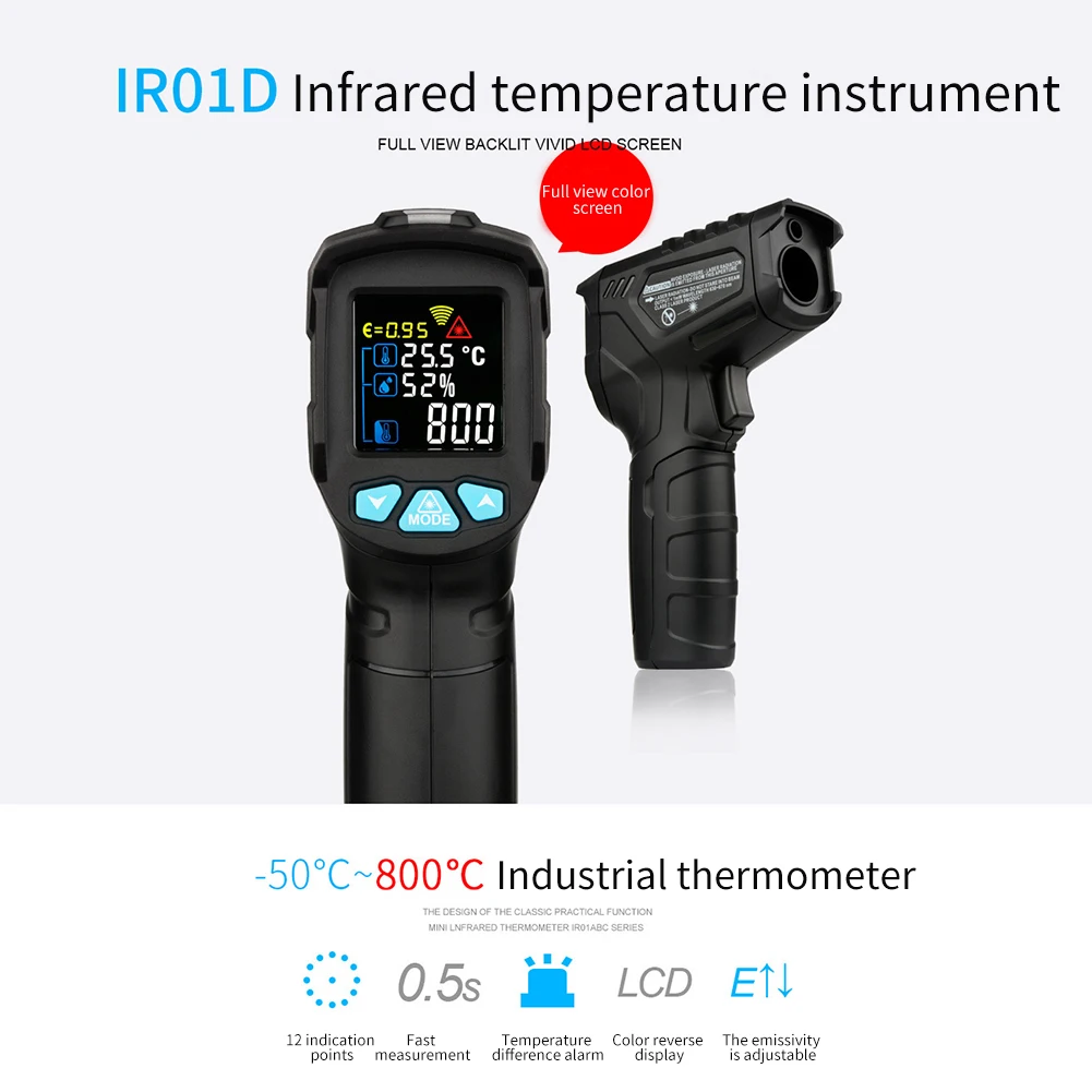 Tester Handheld LCD Digital Adjustable Emissivity Temperature Infrared Thermometer For Cooking Kitchen Electronic Non Contact
Tester Handheld LCD Digital Adjustable Emissivity Temperature Infrared Thermometer For Cooking Kitchen Electronic Non Contact