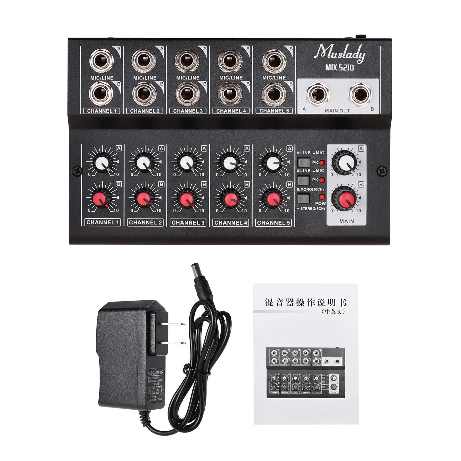 Muslady MIX5210 Audio Mixer 10-Channel Mixing Console Digital Stereo for Recording DJ Network Live Broadcast Karaoke Mixer Audio
Muslady MIX5210 Audio Mixer 10-Channel Mixing Console Digital Stereo for Recording DJ Network Live Broadcast Karaoke Mixer Audio