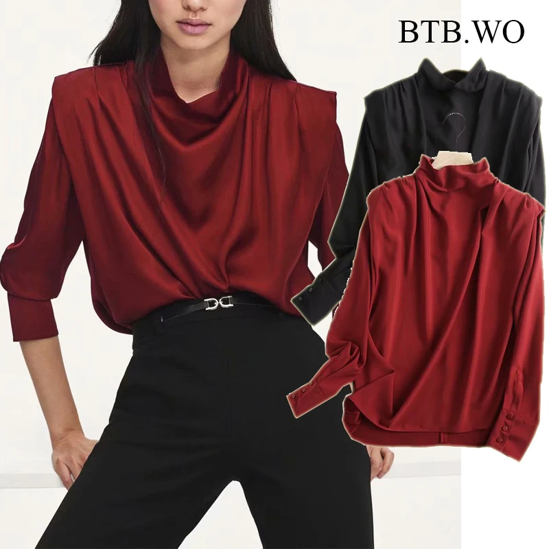 BTB.WO Za блузка женская шикарная элегантная плиссированная рубашка с длинным рукавом Повседневные модные блузы 2021 Женские винтажные рубашки ... 
BTB.WO Za блузка женская шикарная элегантная плиссированная рубашка с длинным рукавом Повседневные модные блузы 2021 Женские винтажные рубашки ...