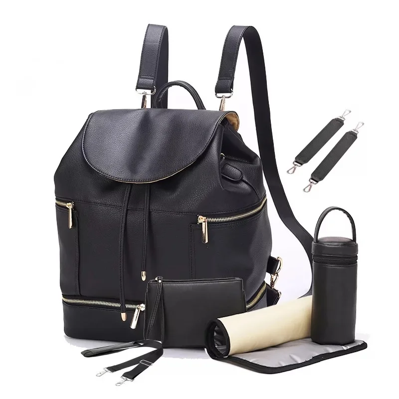 PU Leather Baby Diaper Bag Backpack+Changing Pad+Stroller Straps+Insulation bag+Purse
PU Leather Baby Diaper Bag Backpack+Changing Pad+Stroller Straps+Insulation bag+Purse