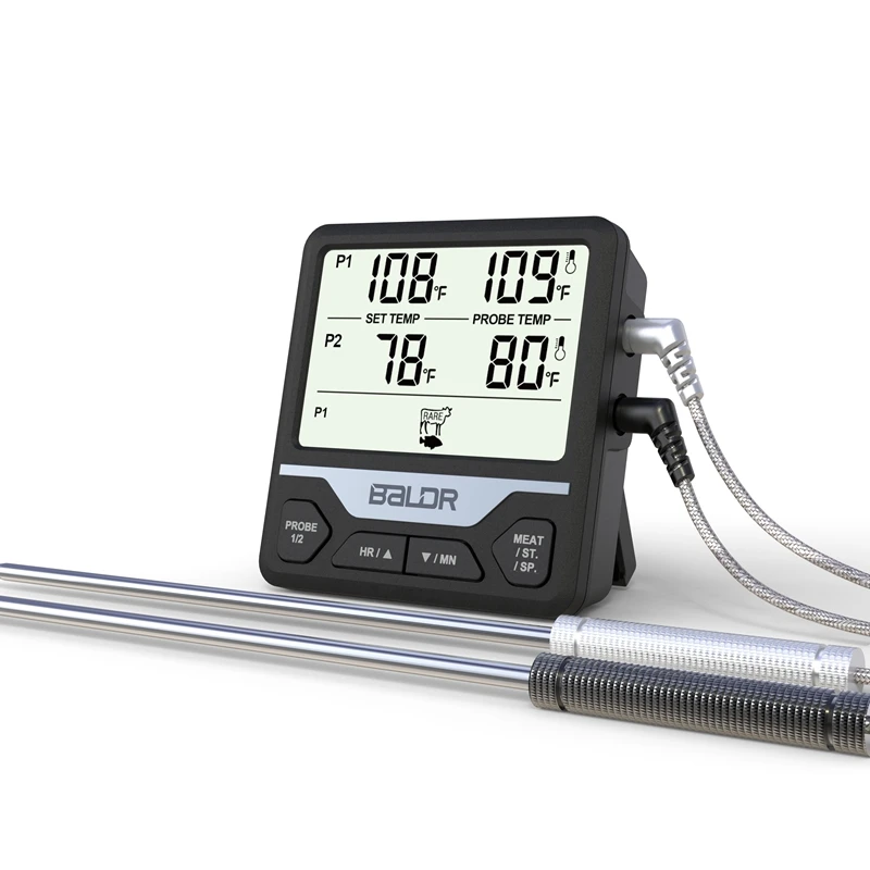 Baldr Digital Dual Probes Food Thermometer Kitchen Cooking Meat Grilling Smoker Waterproof LCD BBQ Temperature Meter Timer Alarm
Baldr Digital Dual Probes Food Thermometer Kitchen Cooking Meat Grilling Smoker Waterproof LCD BBQ Temperature Meter Timer Alarm