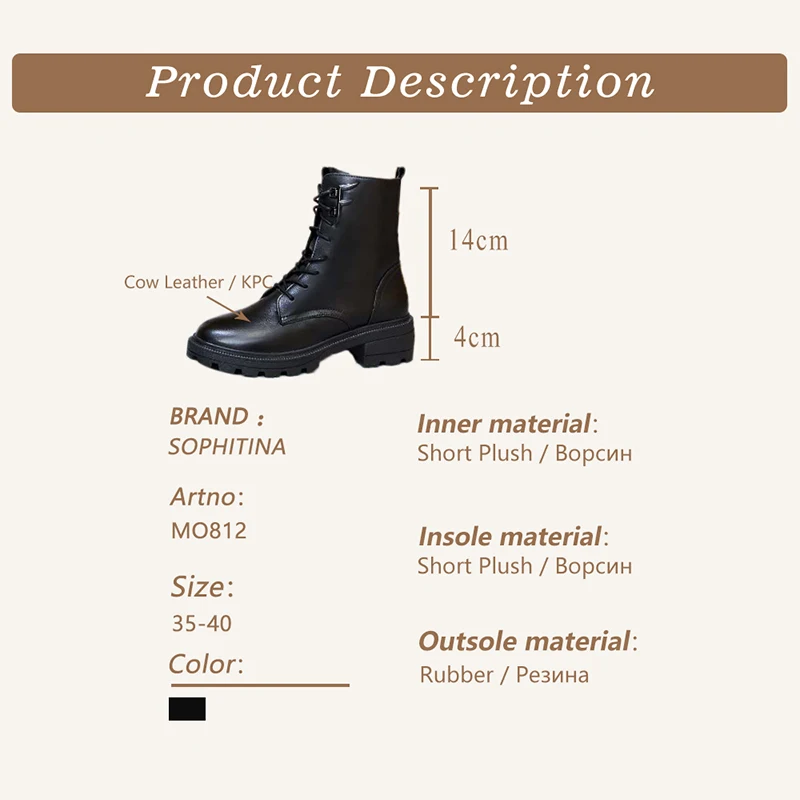 SOPHITINA Ankle Boots Female Casual Platform Genuine Leather Zipper Shoes Round Toe Mid Heel Spring Autumn Women Shoes MO812
SOPHITINA Ankle Boots Female Casual Platform Genuine Leather Zipper Shoes Round Toe Mid Heel Spring Autumn Women Shoes MO812
