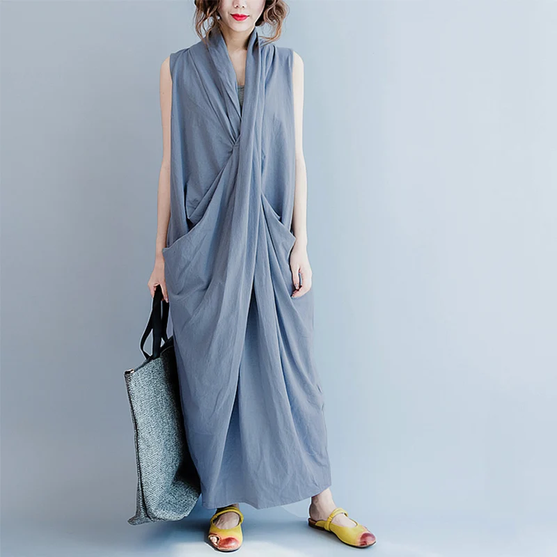 Cotton Linen Sleeveless Deep V Neck Dresses for Women Pocket Solid Fashion Party Dress Gray BlackS-5XL Plus Size Ruched Robe
Cotton Linen Sleeveless Deep V Neck Dresses for Women Pocket Solid Fashion Party Dress Gray BlackS-5XL Plus Size Ruched Robe