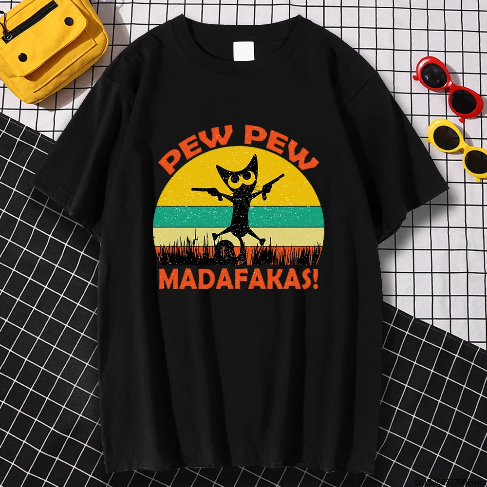 Fashion Short Sleeve Spring Summer Pew Pew Mdafakas Cat Printing Tops Oversized Comfortable T Shirts
Fashion Short Sleeve Spring Summer Pew Pew Mdafakas Cat Printing Tops Oversized Comfortable T Shirts
