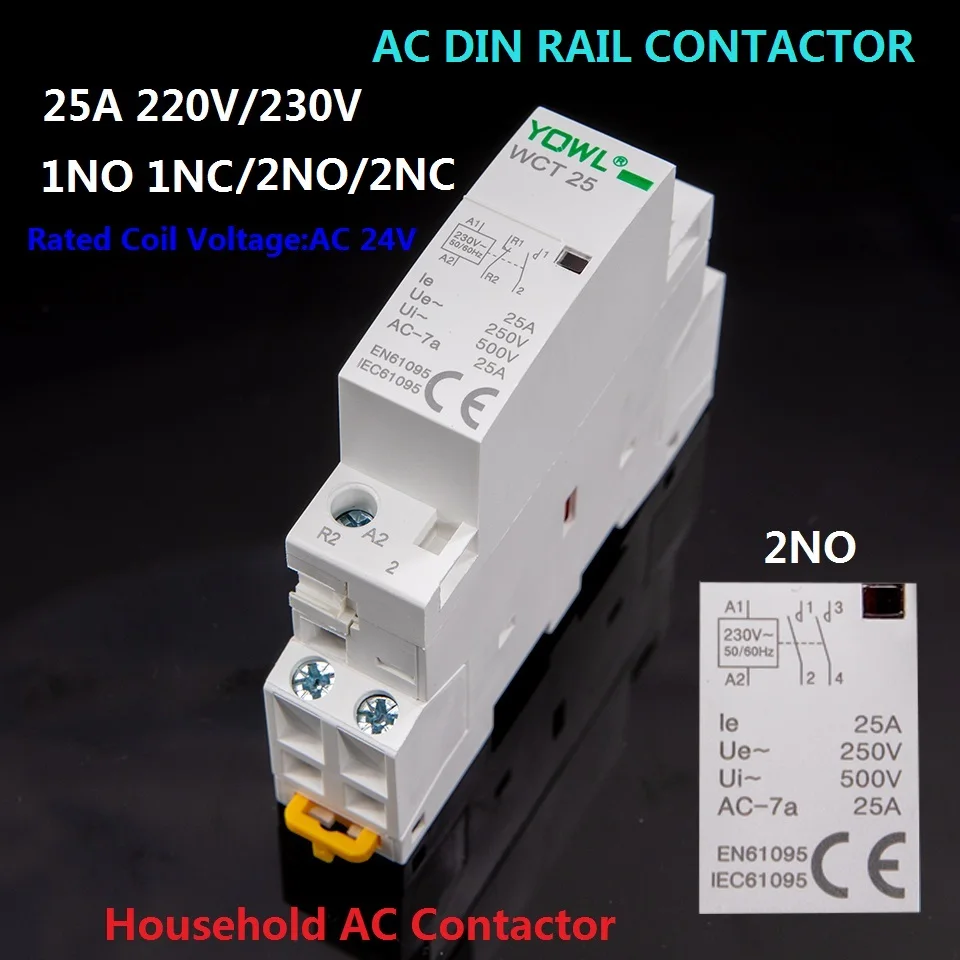 1 pcs YQWL 2P 25A 220V/230V 50/60HZ Din Rail Household AC Modular Contactor 2NO/1N0 1NC/2NC
1 pcs YQWL 2P 25A 220V/230V 50/60HZ Din Rail Household AC Modular Contactor 2NO/1N0 1NC/2NC