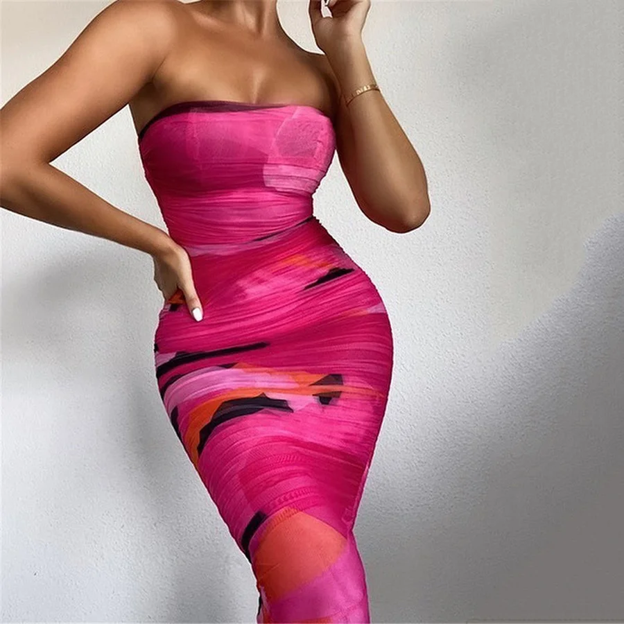 Ladies Articat Strapless Print Ruched Dress For Women Sexy Sleeveless Mini Dresses Streetwear Backless Elasitc Mesh Vestidos
Ladies Articat Strapless Print Ruched Dress For Women Sexy Sleeveless Mini Dresses Streetwear Backless Elasitc Mesh Vestidos