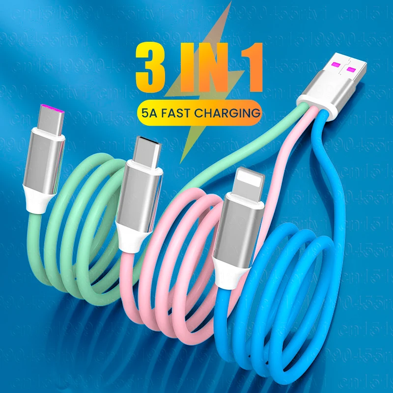 1.2m 3 in 1 USB Data Cable USB A To Micro USB/Type-C/8 Pin Phone Charger Kable 5A 40W SCP Fast Charging Cable for iPhone 13 12
1.2m 3 in 1 USB Data Cable USB A To Micro USB/Type-C/8 Pin Phone Charger Kable 5A 40W SCP Fast Charging Cable for iPhone 13 12