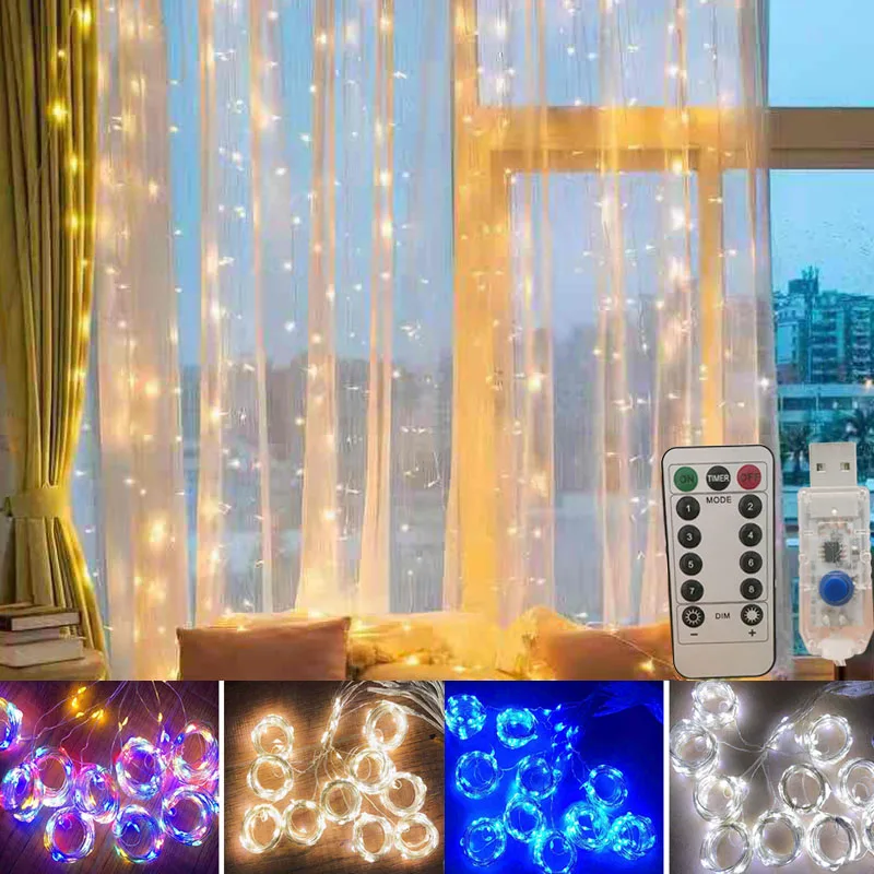1XLED Curtain Fairy Light LED String Lights USB Remote Control Christmas Garland Lights Party Garden Home Christmas Decoration
1XLED Curtain Fairy Light LED String Lights USB Remote Control Christmas Garland Lights Party Garden Home Christmas Decoration