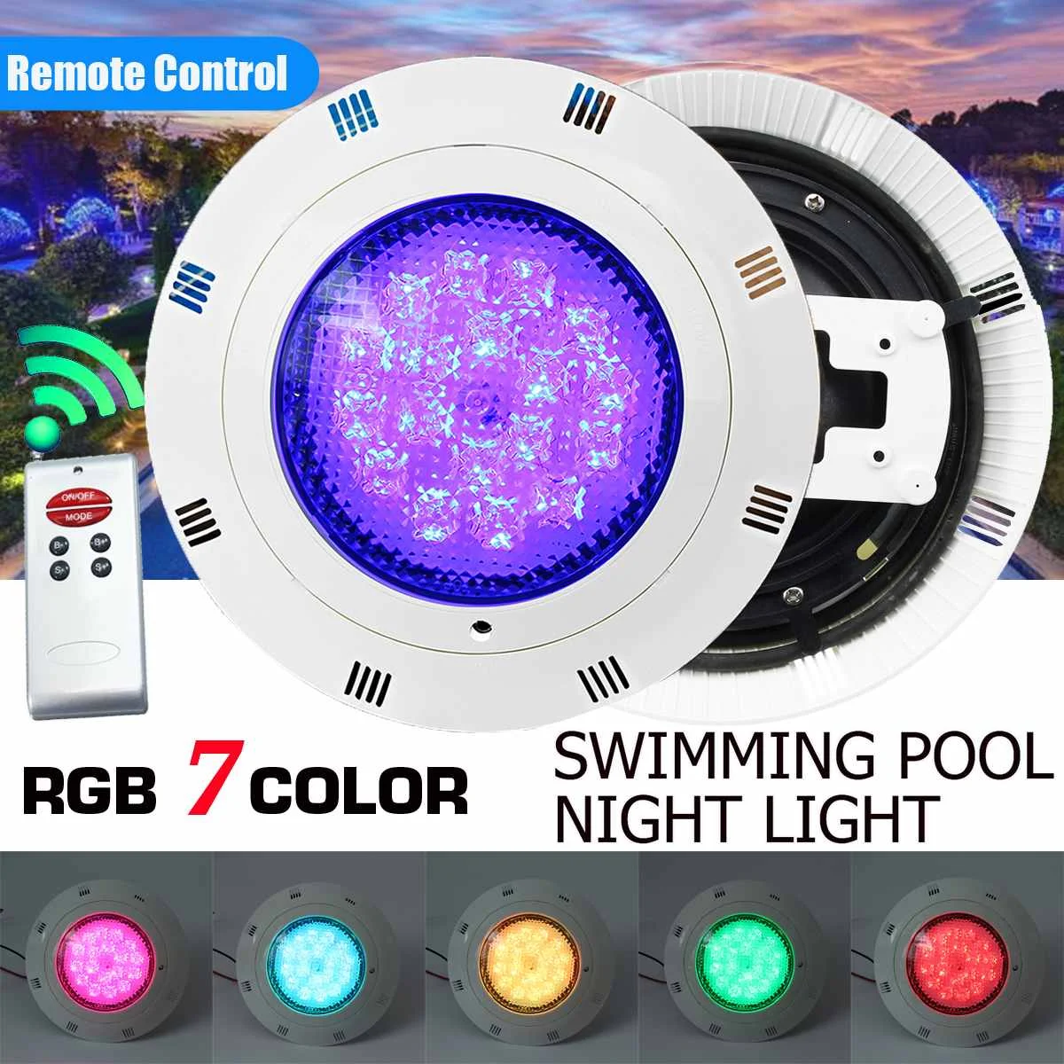 54 Вт RGB светодиодный светильник для бассейна с дистанционным управлением 108 светодиодный IP68 водонепроницаемый открытый подводный погружно...
54 Вт RGB светодиодный светильник для бассейна с дистанционным управлением 108 светодиодный IP68 водонепроницаемый открытый подводный погружно...