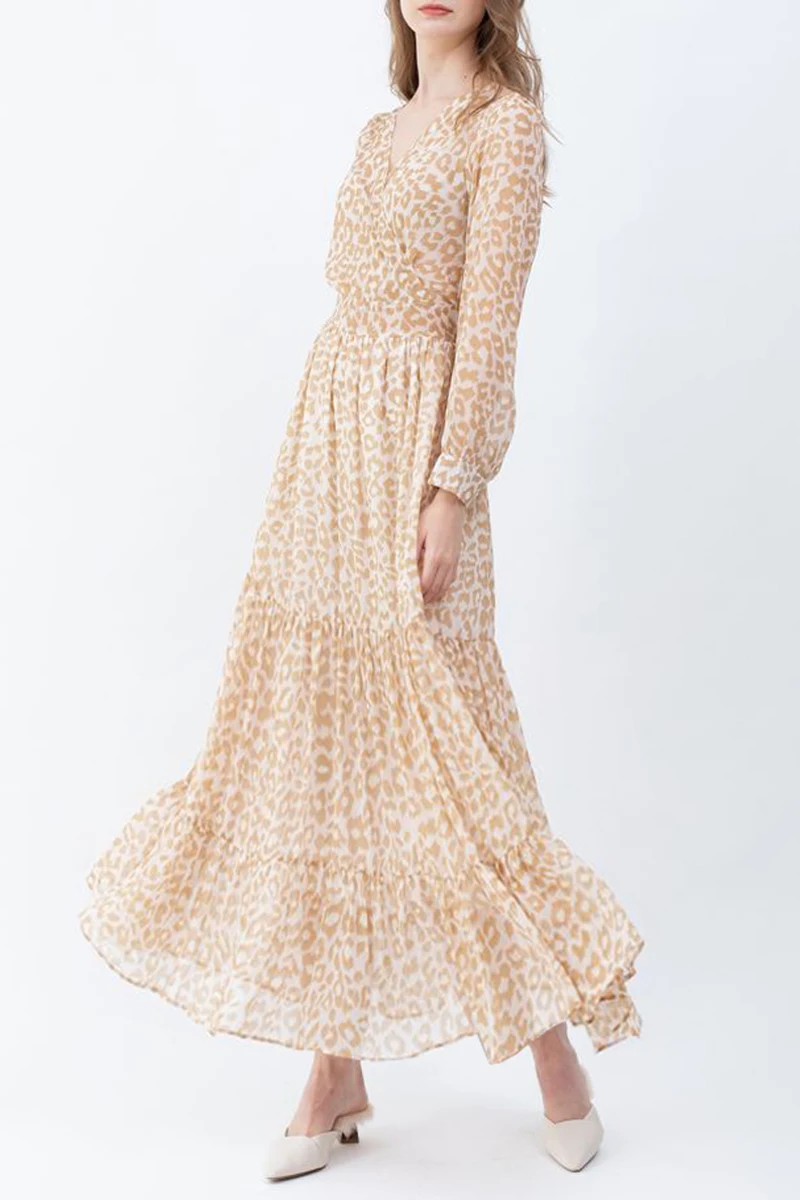 Fashion Leopard Print Floral Dress Sexy V-neck Full Sleeve Slim Chiffon Ankle-Length Dress Women 2021 Spring New Elegant Dress
Fashion Leopard Print Floral Dress Sexy V-neck Full Sleeve Slim Chiffon Ankle-Length Dress Women 2021 Spring New Elegant Dress