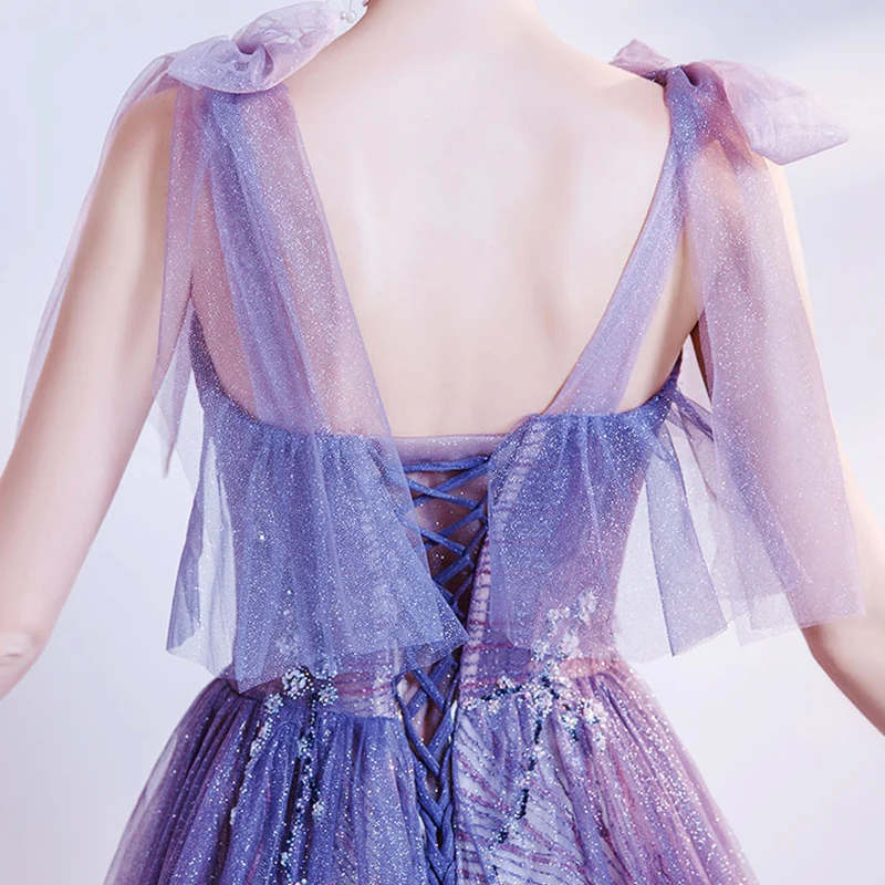 Purple Luxury Evening Dresses Illusion Spaghetti Straps Crystal A-Line Lace Tulle Floor-Length Sleeveless Lady Formal Gown TS697
Purple Luxury Evening Dresses Illusion Spaghetti Straps Crystal A-Line Lace Tulle Floor-Length Sleeveless Lady Formal Gown TS697