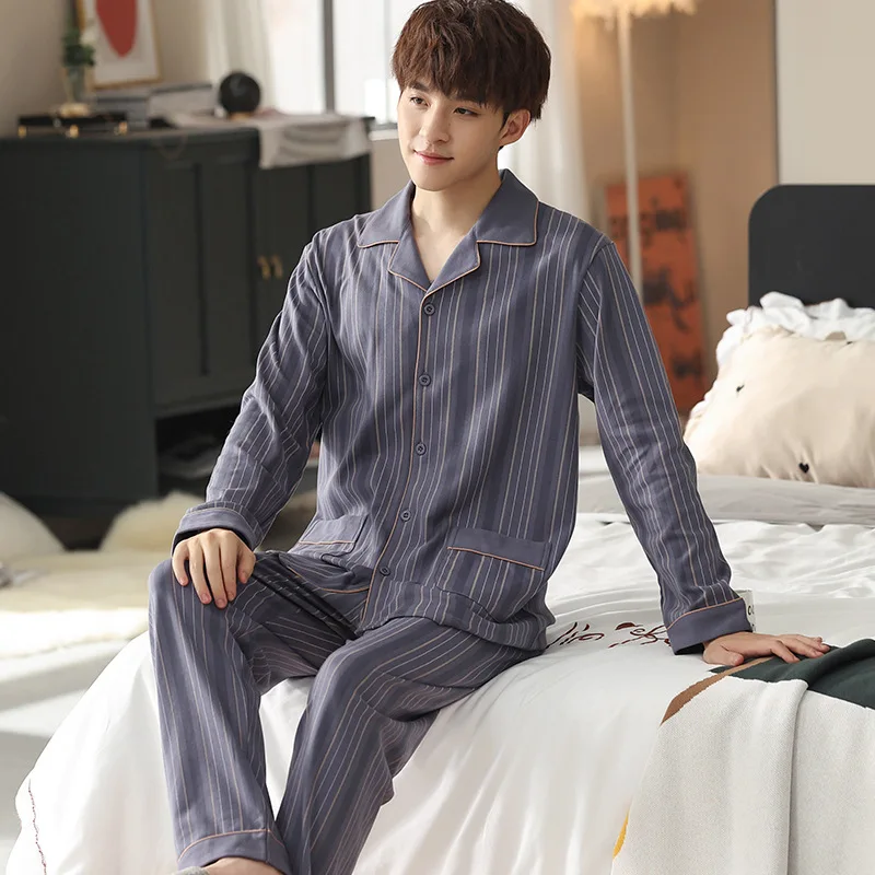 Autumn Winter 100% Cotton Pijama For Men 2021 Sleepwear Pyjamas Blue Bedgown Home Clothes Man Bedroom Cotton Pajamas
Autumn Winter 100% Cotton Pijama For Men 2021 Sleepwear Pyjamas Blue Bedgown Home Clothes Man Bedroom Cotton Pajamas