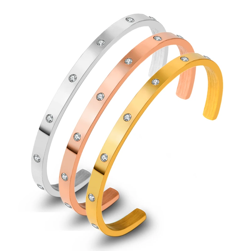 Elegant Zirconia Crystals Cuff Bangles & Bracelets Women Jewelry Stainless Steel Bangles Gold Men Luxury Pulseiras Adjustable
Elegant Zirconia Crystals Cuff Bangles & Bracelets Women Jewelry Stainless Steel Bangles Gold Men Luxury Pulseiras Adjustable