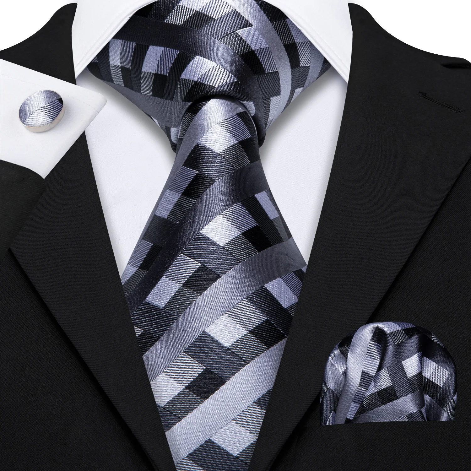Silk Tie For Men Black White Gray Plaid Necktie Novelty Tie Set Handkerchief Cufflinks For Wedding Business Party Barry .Wang
Silk Tie For Men Black White Gray Plaid Necktie Novelty Tie Set Handkerchief Cufflinks For Wedding Business Party Barry .Wang