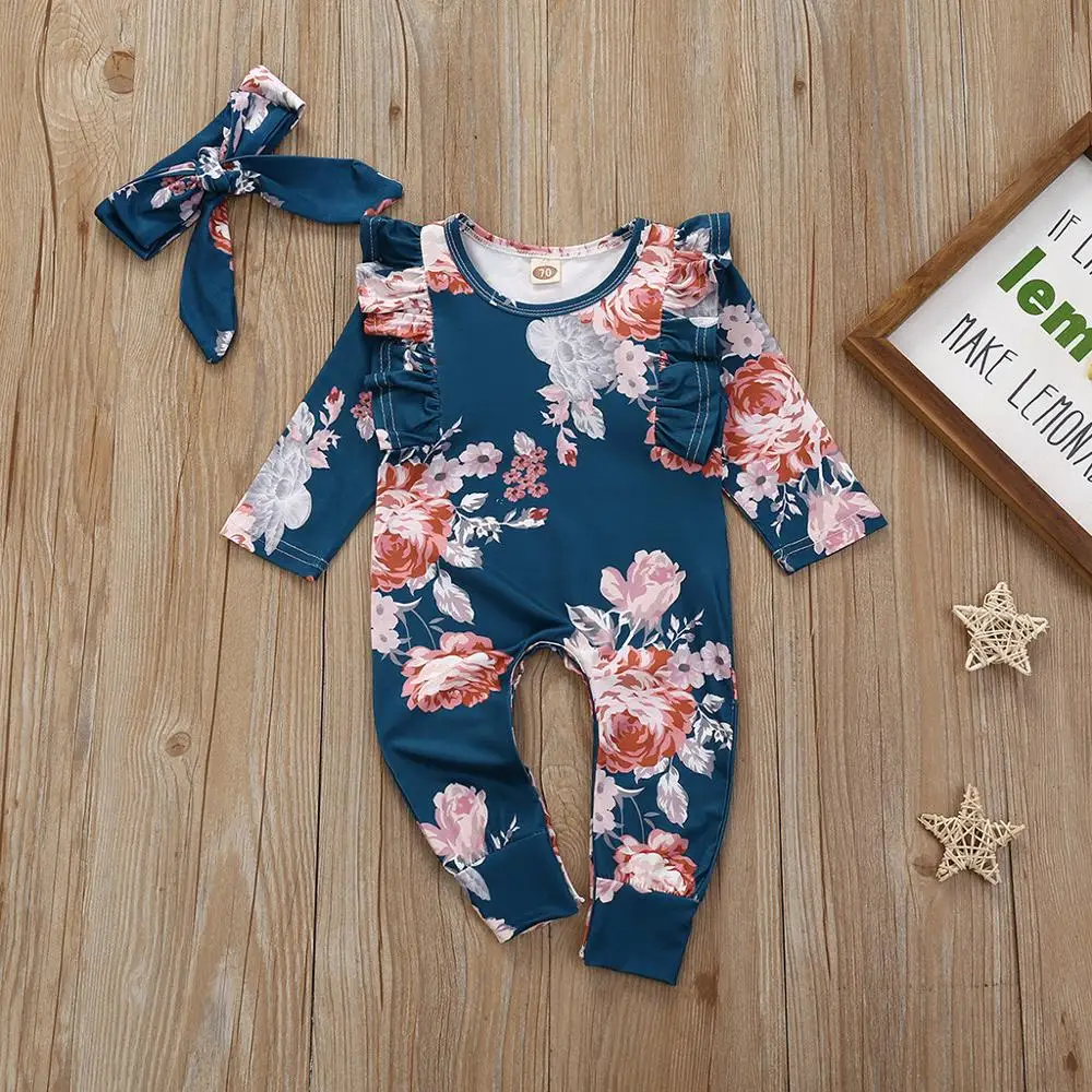 Baby Girls Boys Romper Floral Fly Long Sleeve Infant Flower Print Ruffle Romper Hairband Jumpsuit Outfits 2020 Spring New Style 
Baby Girls Boys Romper Floral Fly Long Sleeve Infant Flower Print Ruffle Romper Hairband Jumpsuit Outfits 2020 Spring New Style