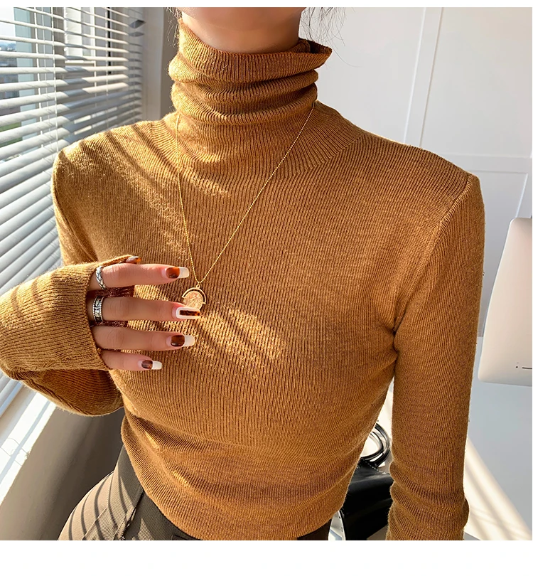 2021 Winter Autumn New Slim Turtleneck Sweater Women Long-sleeved Pullover Bottoming Knitting Sweater
2021 Winter Autumn New Slim Turtleneck Sweater Women Long-sleeved Pullover Bottoming Knitting Sweater