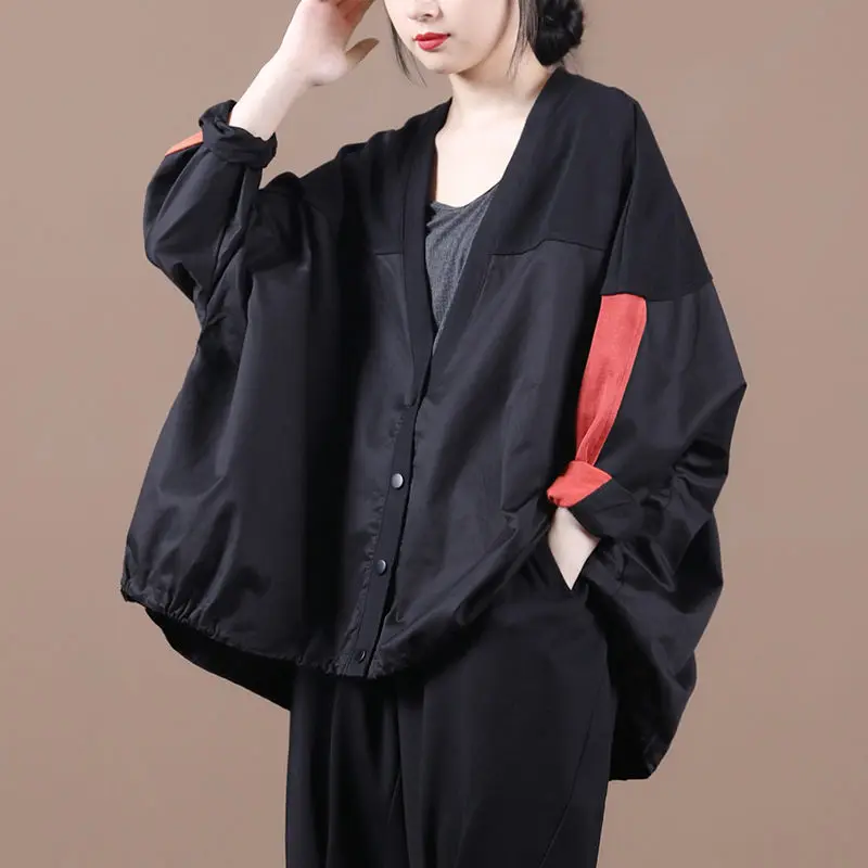 Autumn Coat New Korean Loose Large Size Color Matching Stitching V-neck Short Asymmetry Long Cardigan Short Jacket Women Tops k1
Autumn Coat New Korean Loose Large Size Color Matching Stitching V-neck Short Asymmetry Long Cardigan Short Jacket Women Tops k1