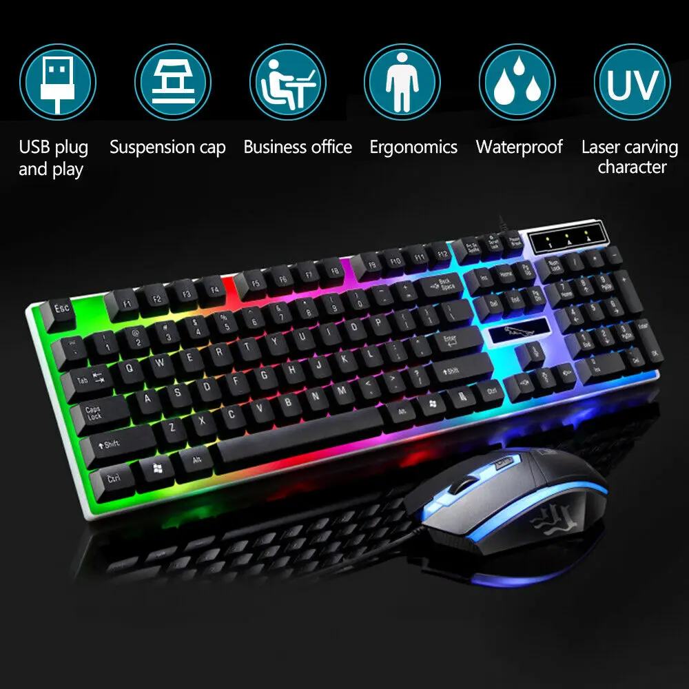 Keyboard And Mouse Set Game Mechanical Competition LED Wired USB For PC Laptop PS4 Xbox One Set
Keyboard And Mouse Set Game Mechanical Competition LED Wired USB For PC Laptop PS4 Xbox One Set
