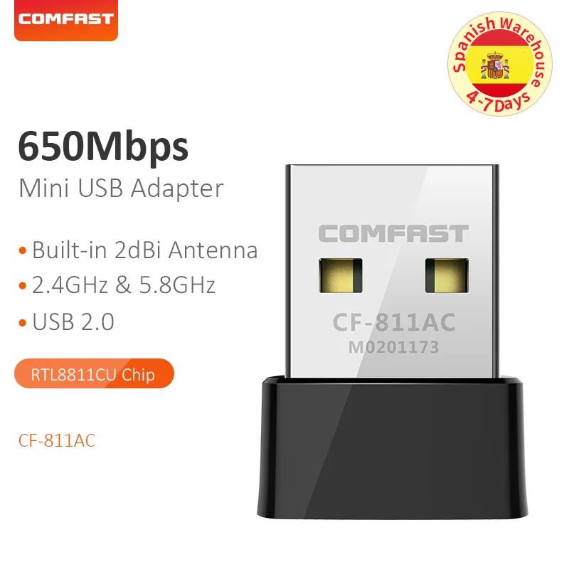 USB Wi-Fi адаптер 650 Мбит/с USB 2,0 Беспроводной AC сетевая карта USB Wi-Fi приемник 802.11ac 2,4 5,8 Г мини беспроводной Wi-Fi адаптер для портативных ПК
USB Wi-Fi адаптер 650 Мбит/с USB 2,0 Беспроводной AC сетевая карта USB Wi-Fi приемник 802.11ac 2,4 5,8 Г мини беспроводной Wi-Fi адаптер для портативных ПК