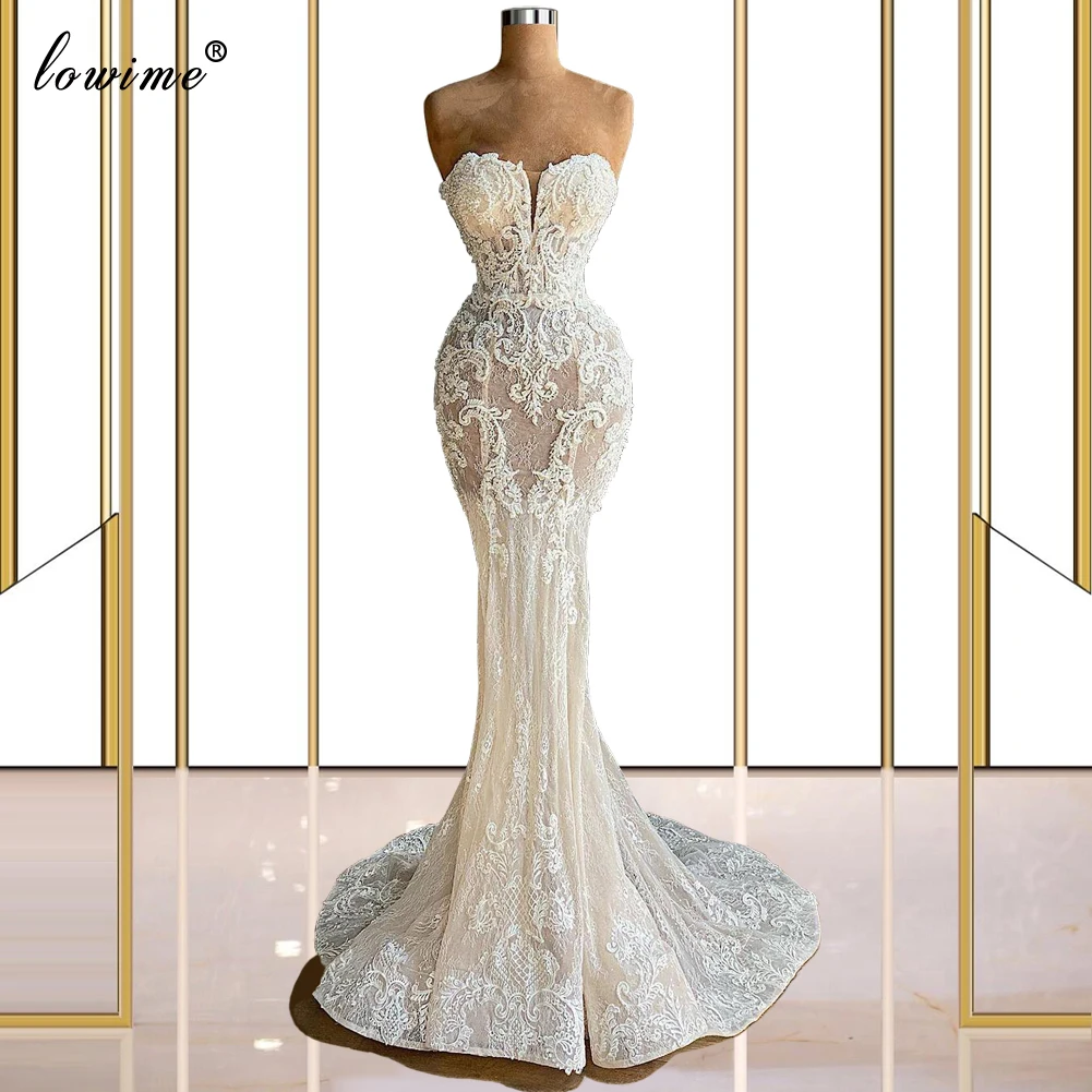 Vintage Ivory Lace Wedding Dresses Long Mermaid Strapless Beach Wedding Gowns Princess Elegant Beads Brides Dresses Mariage
Vintage Ivory Lace Wedding Dresses Long Mermaid Strapless Beach Wedding Gowns Princess Elegant Beads Brides Dresses Mariage