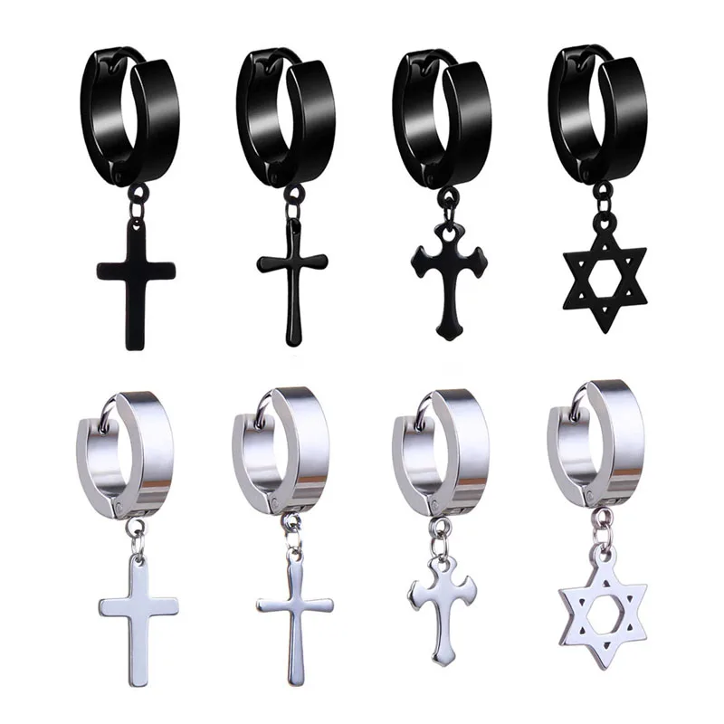 1 Piece Punk Cross Stars Pendant Round Earrings For Women Rock Men Simple Jewelry Stainless Steel Stud Earrings
1 Piece Punk Cross Stars Pendant Round Earrings For Women Rock Men Simple Jewelry Stainless Steel Stud Earrings