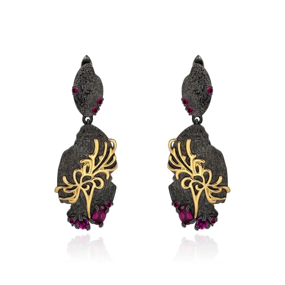 GEM'S BALLET Natural Rhodolite Garnet 925 Silver 18k Gold Two Tone Handmade Equinox Flower Drop Earrings for Women Fine Jewelry
GEM'S BALLET Natural Rhodolite Garnet 925 Silver 18k Gold Two Tone Handmade Equinox Flower Drop Earrings for Women Fine Jewelry