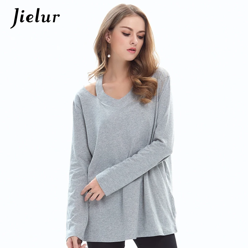 Jielur XL-5XL женские футболки с вырезом и v-образным вырезом однотонная черная футболка с длинными рукавами весенние повседневные свободные топ...
Jielur XL-5XL женские футболки с вырезом и v-образным вырезом однотонная черная футболка с длинными рукавами весенние повседневные свободные топ...