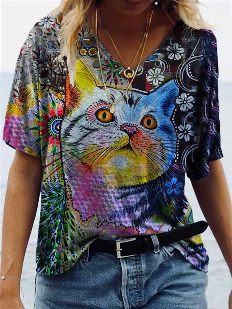 Art Printed Fashion T-Shirt Female Loose Women's Top Breathable Plus Size Women Clothing 2021 The New Casual Tops for Girls
Art Printed Fashion T-Shirt Female Loose Women's Top Breathable Plus Size Women Clothing 2021 The New Casual Tops for Girls