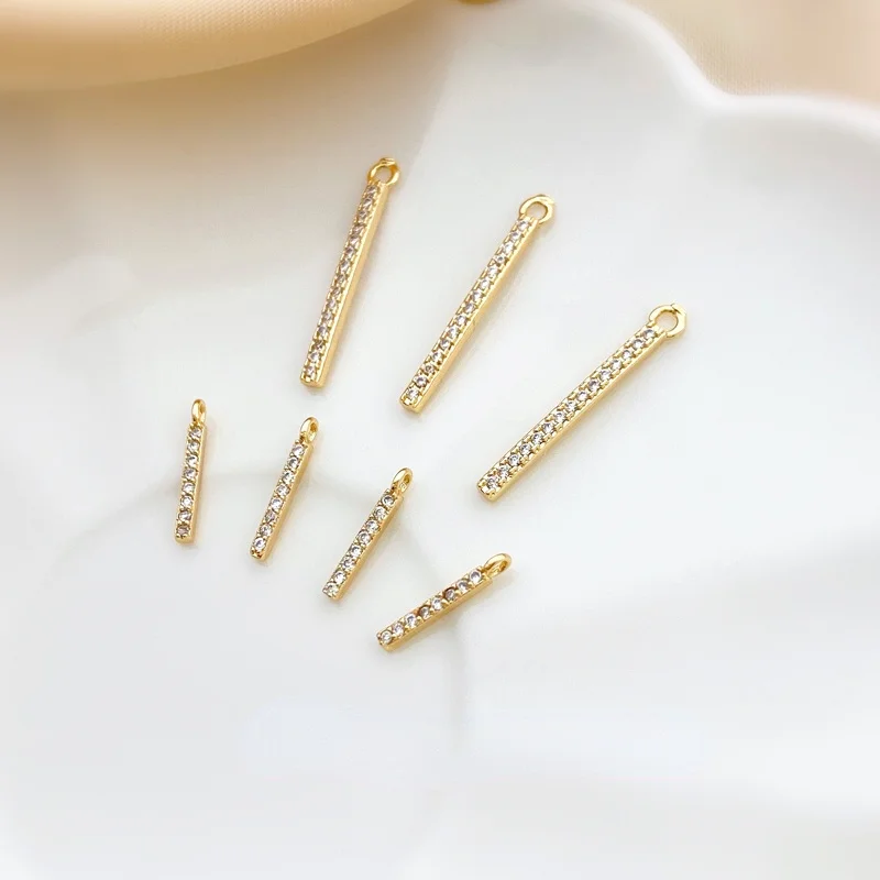 Copper plated 18K real gold inlaid zircon Simple wild small long pendant DIY earrings necklace bracelet material
Copper plated 18K real gold inlaid zircon Simple wild small long pendant DIY earrings necklace bracelet material