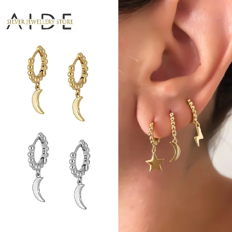 AIDE Korean Moon Hoop Earrings Fashion Charms Glossy Moon 925 Sterling Silver Earrings For Women Girls Fine Jewelry kolczyki
AIDE Korean Moon Hoop Earrings Fashion Charms Glossy Moon 925 Sterling Silver Earrings For Women Girls Fine Jewelry kolczyki
