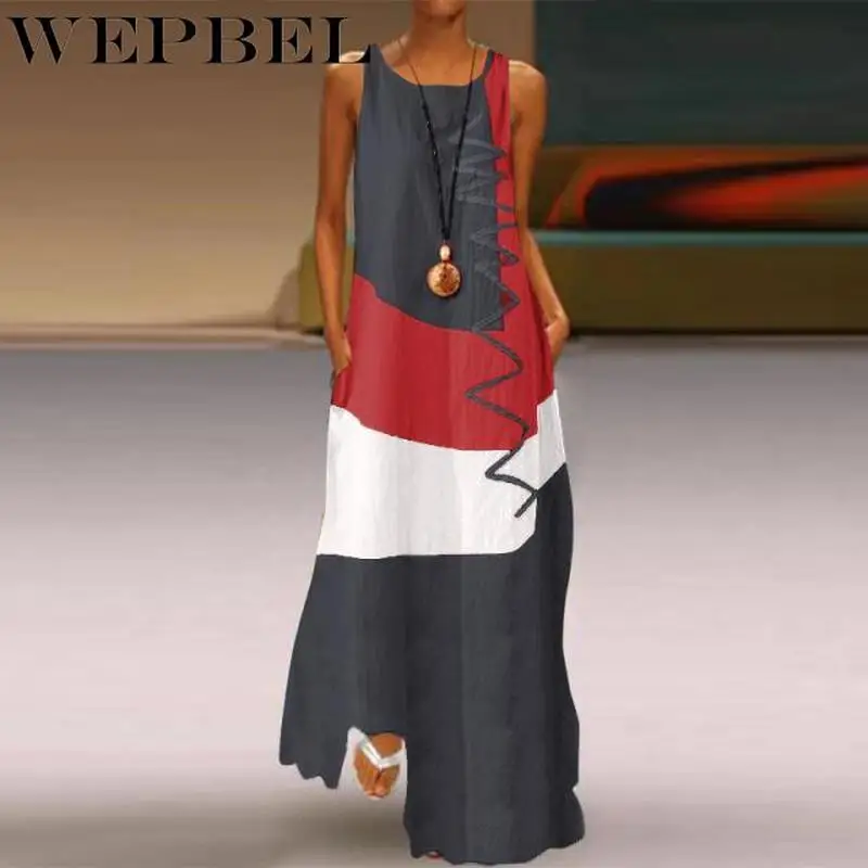 WEPBEL Lady Vintage Cotton Linen O Neck Summer Vintage Long Maxi Dress for Women Sleeveless Patchwork Dress Irregualr Robe
WEPBEL Lady Vintage Cotton Linen O Neck Summer Vintage Long Maxi Dress for Women Sleeveless Patchwork Dress Irregualr Robe