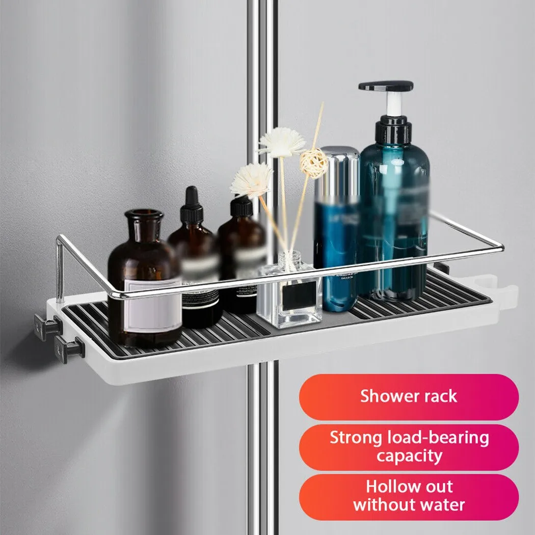 Black And White Simplicity Shower Rod Tray Punch-free Shower Tray Shelf Modern Storage Rack For Bathroom
Black And White Simplicity Shower Rod Tray Punch-free Shower Tray Shelf Modern Storage Rack For Bathroom