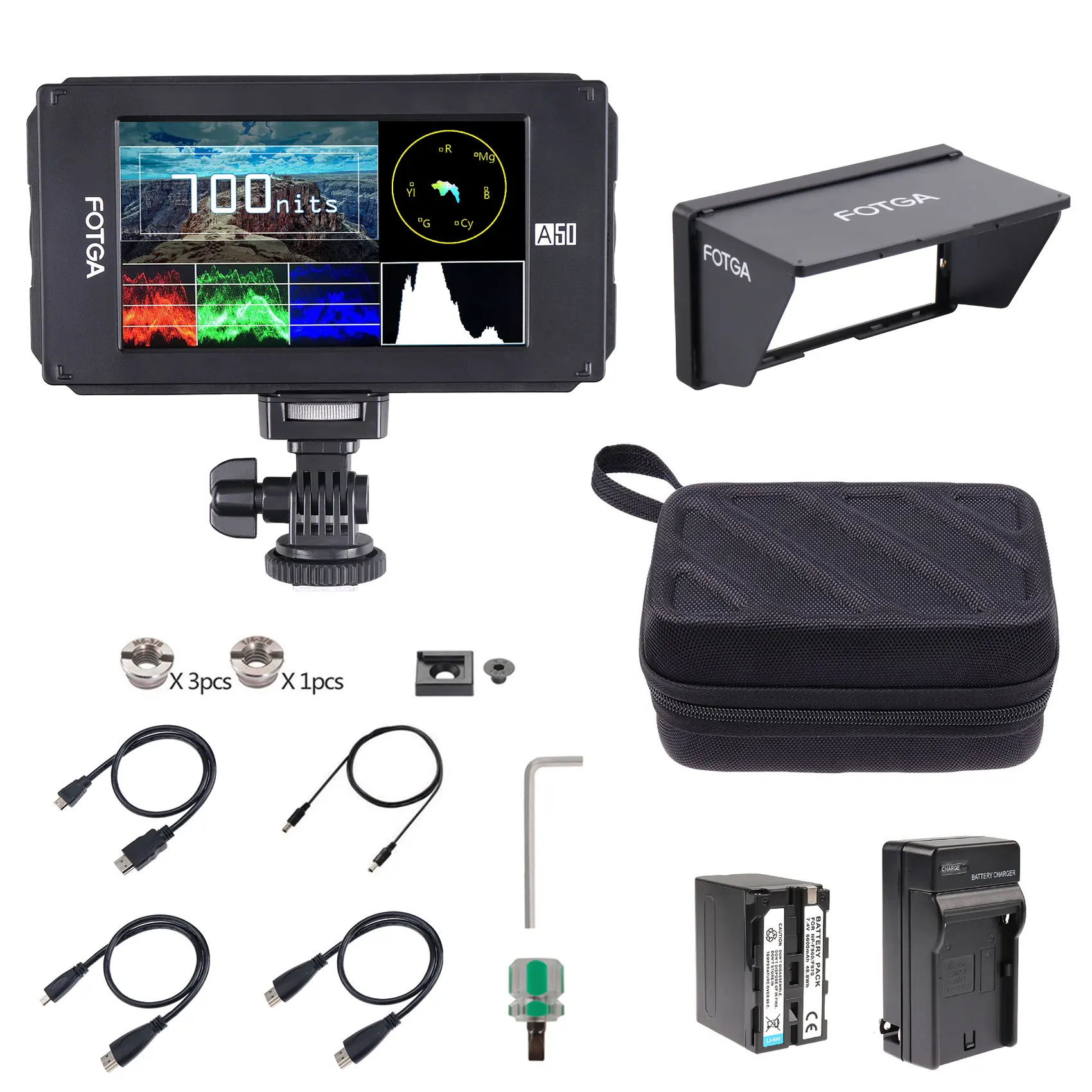 Fotga DP500IIIS A50 5" FHD Video On-Camera Field Monitor Touch Screen 1920x1080 700cd m2 4K for F970 A7 GH5
Fotga DP500IIIS A50 5" FHD Video On-Camera Field Monitor Touch Screen 1920x1080 700cd m2 4K for F970 A7 GH5