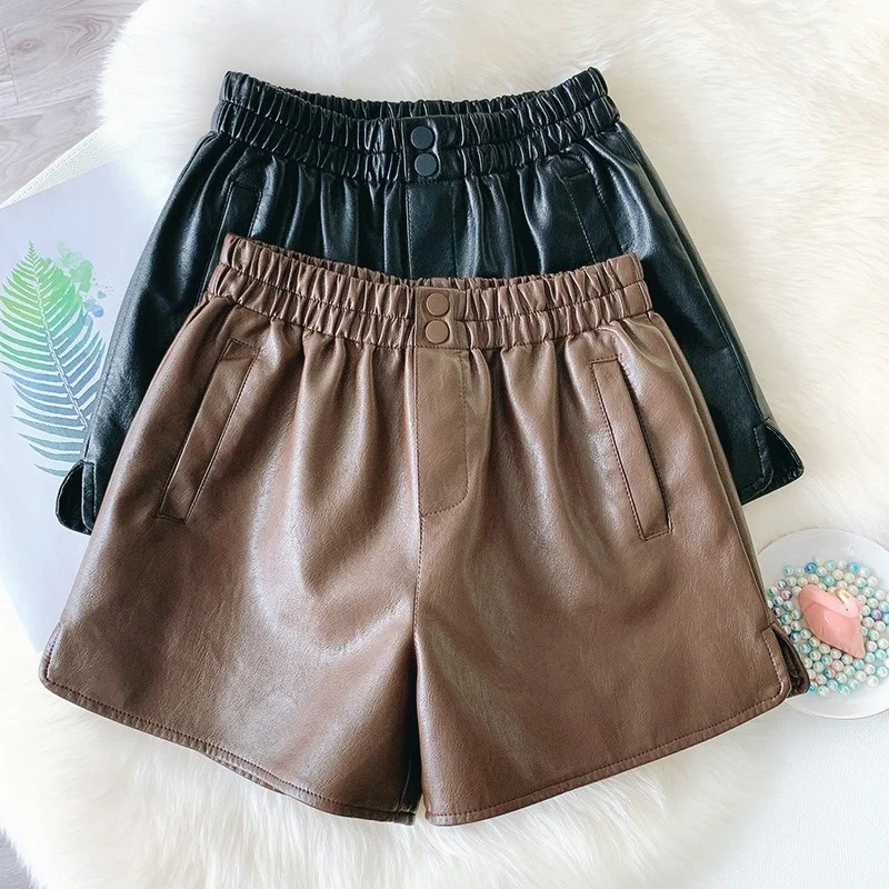 2022 Fashion Women's Shorts Vintage PU Leather Shorts High Waist Black Brown Pantalone Trousers Female Office Wear Shorts Y150
2022 Fashion Women's Shorts Vintage PU Leather Shorts High Waist Black Brown Pantalone Trousers Female Office Wear Shorts Y150
