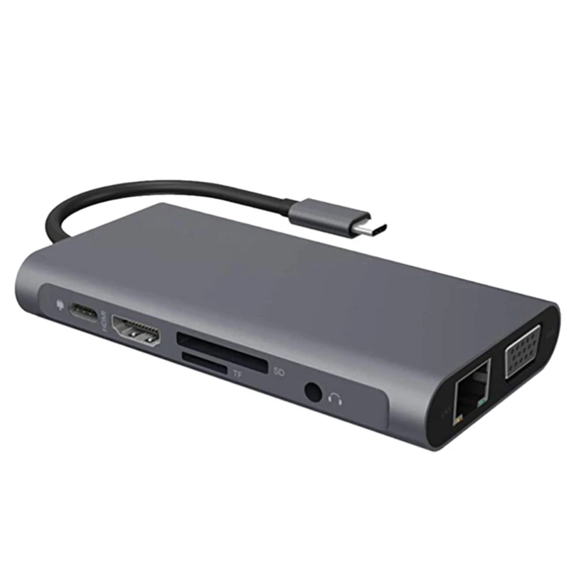 10-In-1 USB C HUB Adapter USB3.1 to HDMI VGA Card Reader Docking Gigabit Ethernet HUB for Pro HDMI Adapters
10-In-1 USB C HUB Adapter USB3.1 to HDMI VGA Card Reader Docking Gigabit Ethernet HUB for Pro HDMI Adapters