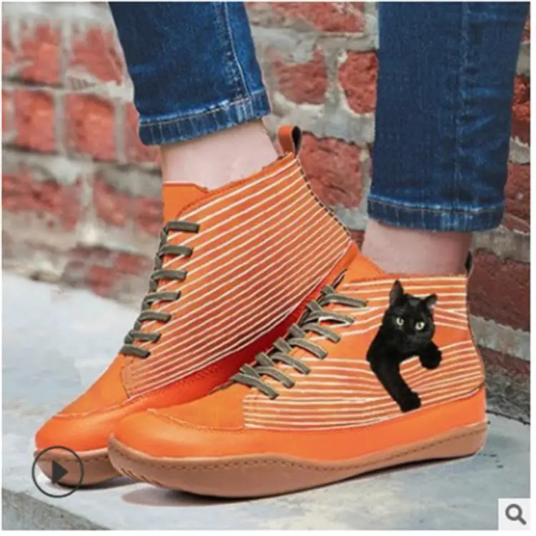 New Autumn And Winter Retro Warm Booties Women Comfy Cartoon Cats Print Suede Buckle Casual Flat Ankle Boots Mujer Botas
New Autumn And Winter Retro Warm Booties Women Comfy Cartoon Cats Print Suede Buckle Casual Flat Ankle Boots Mujer Botas
