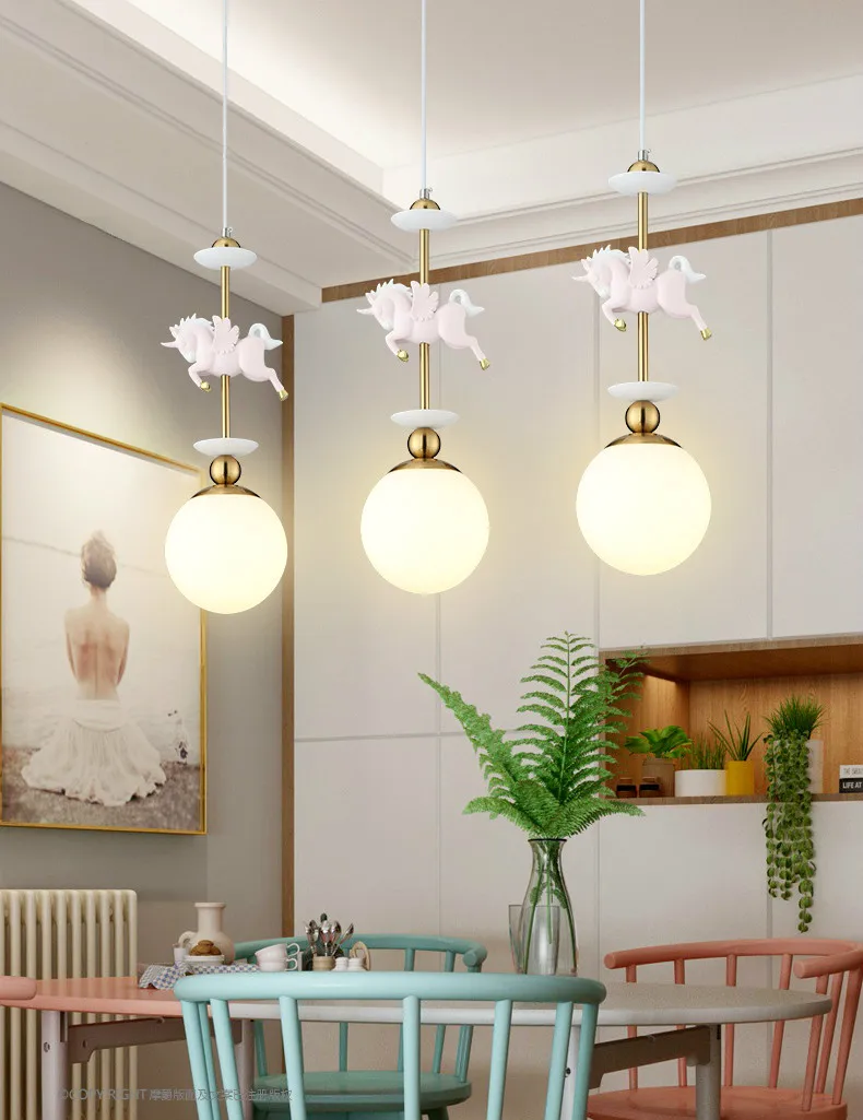 Nordic cartoon creative pegasus chandelier for children room lamp boy girl princess baby bedroom lamp Nordic chandelier E27
Nordic cartoon creative pegasus chandelier for children room lamp boy girl princess baby bedroom lamp Nordic chandelier E27