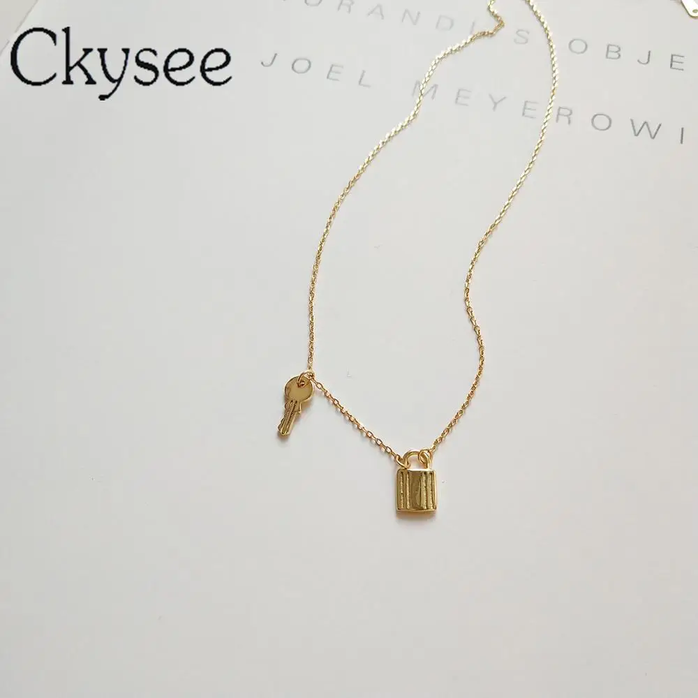 Ckysee News 925 Sterling Silver Necklace Gold Lock&Key Pendant Necklace For Fashion Women Minimalist Fine Jewelry All-Match
Ckysee News 925 Sterling Silver Necklace Gold Lock&Key Pendant Necklace For Fashion Women Minimalist Fine Jewelry All-Match