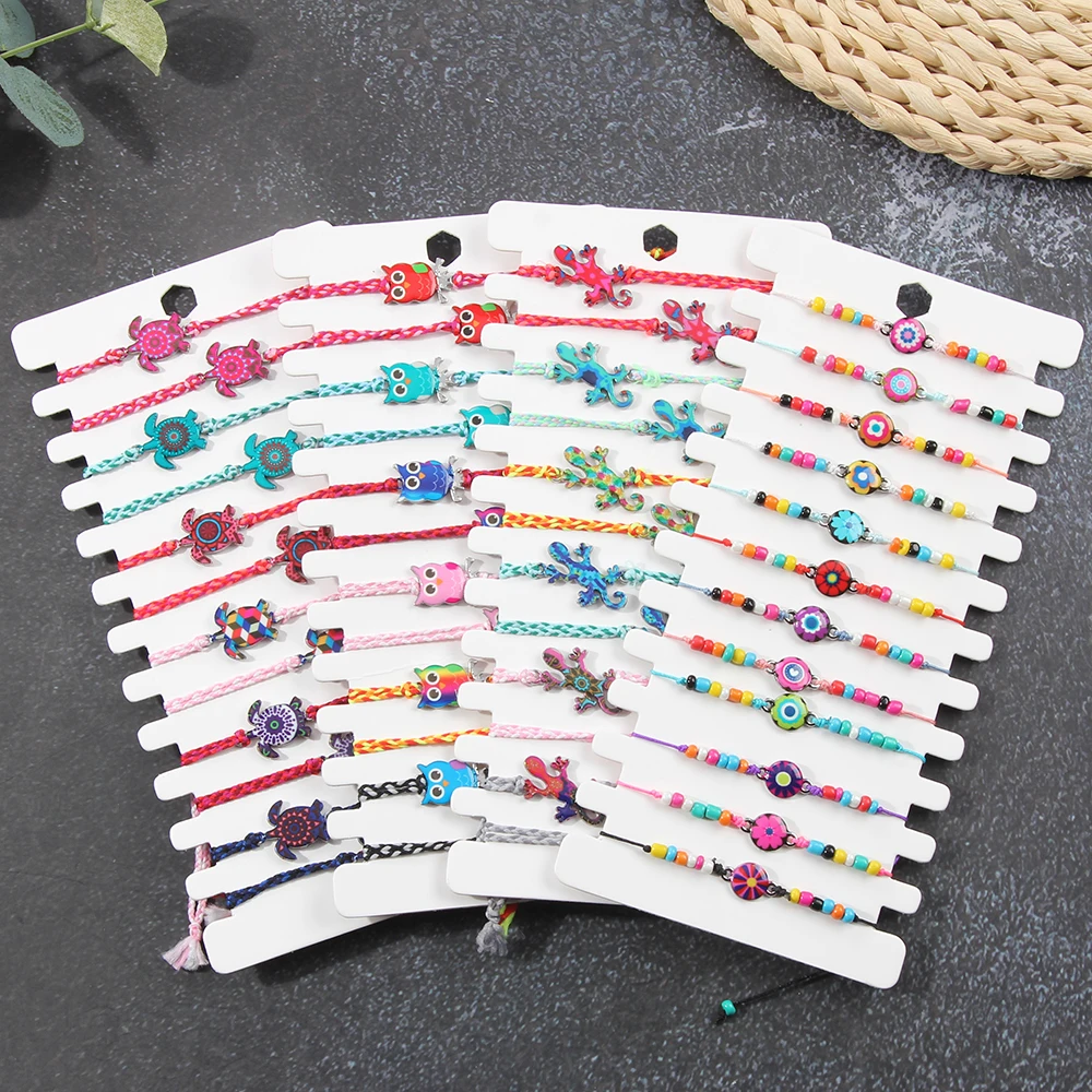 12pcs/lot Cute Cat Head Tortoise Pendant Bracelet Woven Lace Adjustable Unicorn Dolphin Bracelet Anklets Women Girl Kids Jewelry
12pcs/lot Cute Cat Head Tortoise Pendant Bracelet Woven Lace Adjustable Unicorn Dolphin Bracelet Anklets Women Girl Kids Jewelry